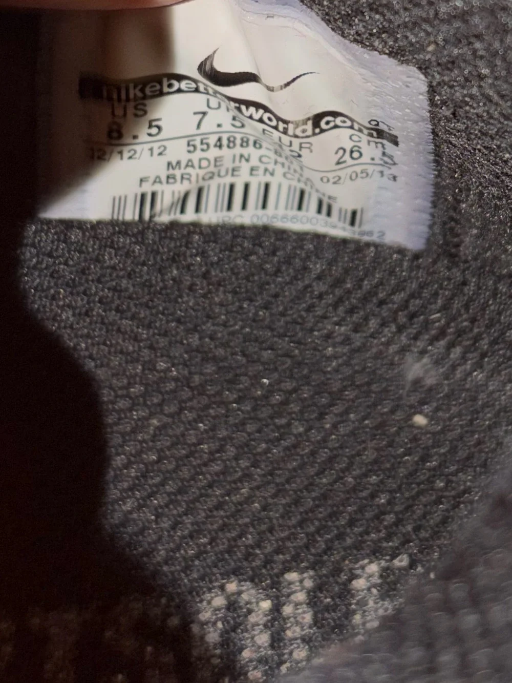 Nike Black Knit Sneaker Interior with Label